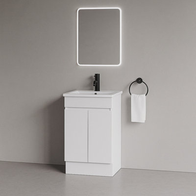 Plum&Clay Romeo Matt White Floorstanding Vanity Unit & Basin Set (W)500mm