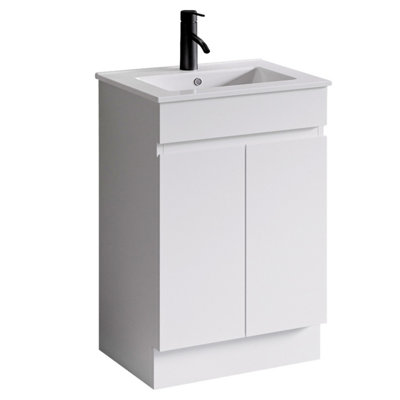 Plum&Clay Romeo Matt White Floorstanding Vanity Unit & Basin Set (W)600mm