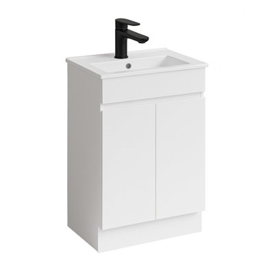 Plum&Clay Romeo Matt White Floorstanding Vanity Unit & Basin Set with ...