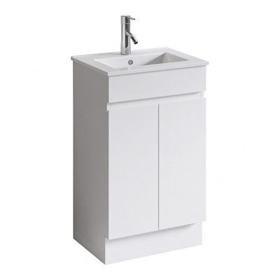 Plum&Clay Romeo Matt White Floorstanding Vanity Unit & Basin Set with ...