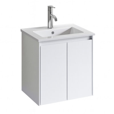 Plum&Clay Romeo Matt White Wall Hung Vanity Unit & Basin Set with ...