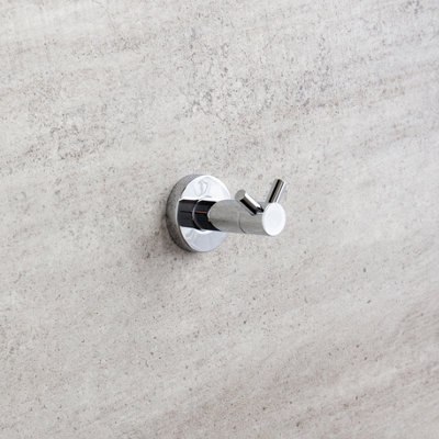 Plum&Clay Ronda Bathroom Wall Mounted Chrome Double Robe Hook