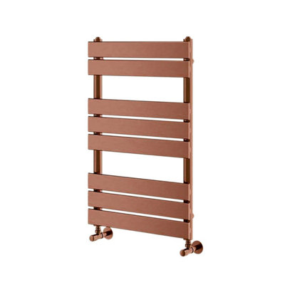 Plum&Clay Ruby Flat Panel Brushed Orange Bronze Heated Towel Rail (H)800mm (W)500mm