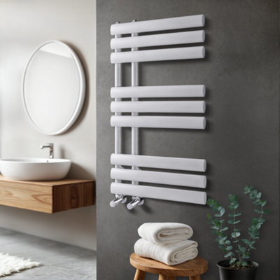 Plum&Clay Ryder White Heated Towel Rail (H)820mm (W)500mm