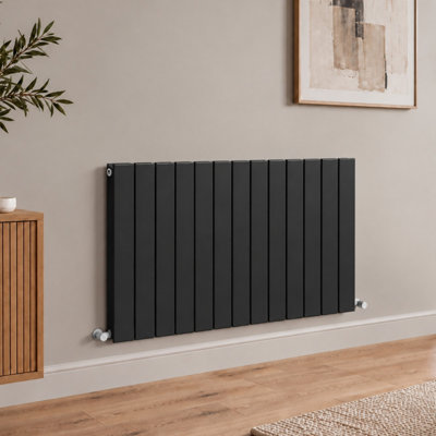 Plum&Clay Solix Black Aluminium Horizontal Double Panel Radiator (H ...