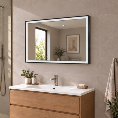 Plum&Clay Solstice Black Bathroom Mirror Backlit Demister Pad LED ...