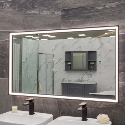 Plum&Clay Solstice Black LED Illuminated Backlit Bathroom Mirror (H)700mm (W)1200mm