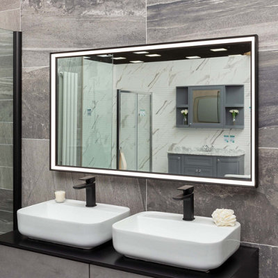 Plum&Clay Solstice Black LED Illuminated Backlit Bathroom Mirror (H)700mm (W)1200mm