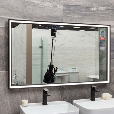 Plum&Clay Solstice Black LED Illuminated Backlit Bathroom Mirror (H)700mm (W)1200mm