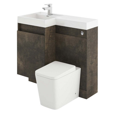 Plum&Clay Solstice Metallic Left Hand Bathroom Vanity Basin & WC Unit Combination (W)900mm (H)890mm Price Comparisons | Compare The Build
