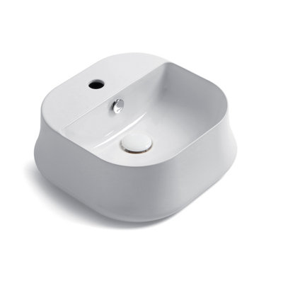 Plum&Clay Sorrento Gloss White Ceramic Rounded Counter Top Basin (W)420mm