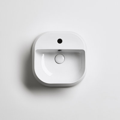 Plum&Clay Sorrento Gloss White Ceramic Rounded Counter Top Basin (W)420mm