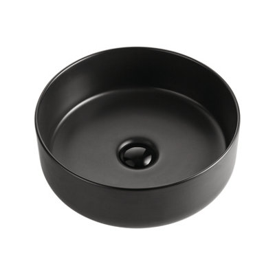 Plum&Clay Stefan Matt Black Ceramic Rounded Counter Top Basin (W)360mm