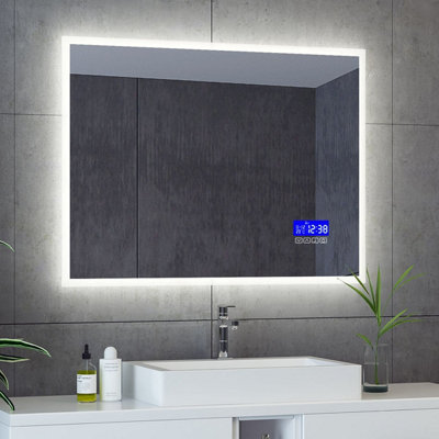 Plum&Clay Summit LED Illuminated Bathroom Mirror with Bluetooth Speakers & Dual Light (H)700mm (W)1200mm