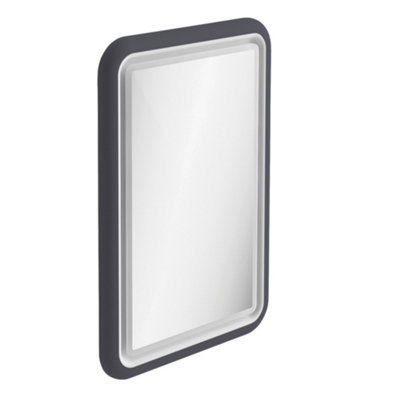 Plum&Clay Sutton Blue Grey Border LED Illuminated Bathroom Mirror (W)550mm (H)800mm