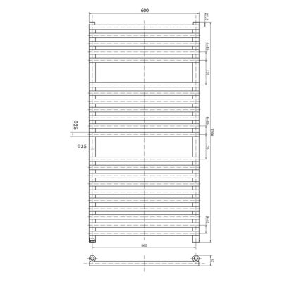 Plum&Clay Sutton Chrome Heated Towel Rail (H)1200mm (W)600mm