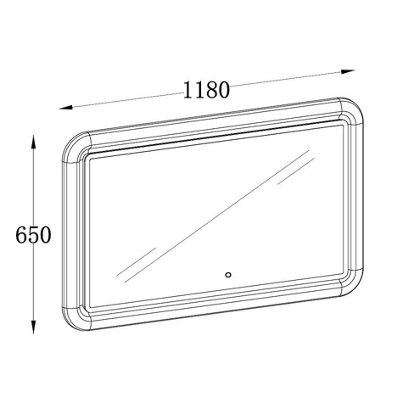 Plum&Clay Sutton Grey Border LED Illuminated Bathroom Mirror (W)1180mm (H)650mm