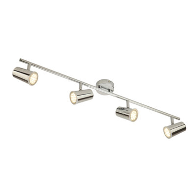 Plum&Clay Tampa Chrome Decorative Light 4 Spotlight Ceiling Bar & Bulbs Included