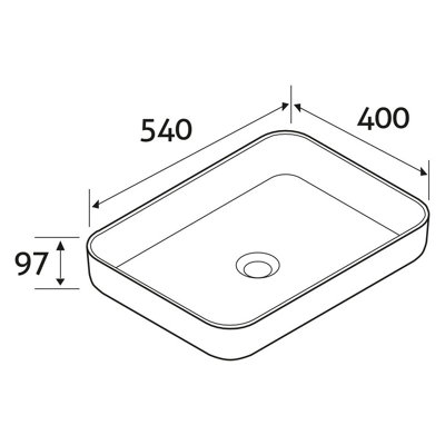 Plum&Clay Themis Matt White Polymarble Rectangular Counter Top Basin (W)540mm (D)400mm