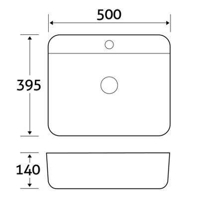 Plum&Clay Thor Gloss White Ceramic Rectangle Counter Top Basin (W)500mm (D)395mm