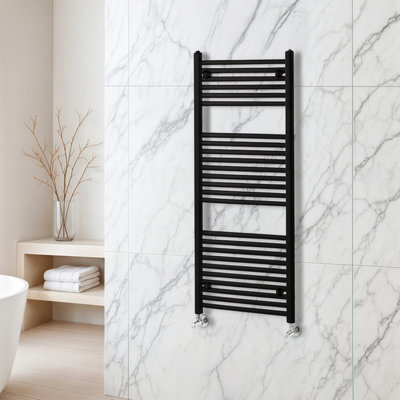 Plum&Clay Triton Black Heated Towel Rail (H)1200mm (W)600mm Ladder ...