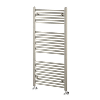 Plum&Clay Triton Brushed Nickel Heated Towel Radiator Rail (H)1200mm (W ...