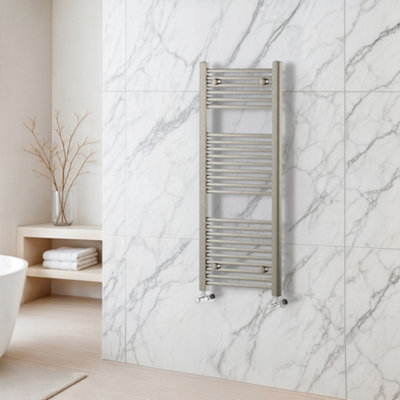 Plum&Clay Triton Brushed Nickel Heated Towel Rail (H)1200mm (W)500mm