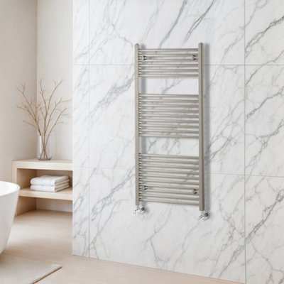 Plum&Clay Triton Brushed Nickel Heated Towel Rail (H)1200mm (W)600mm