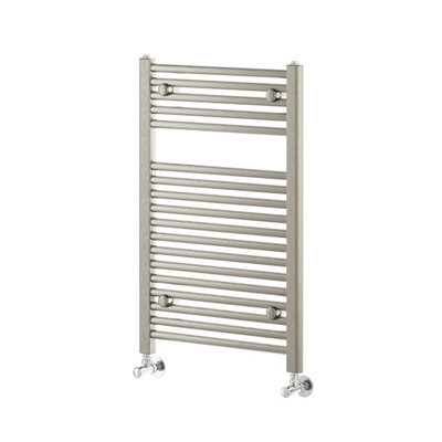 Plum&Clay Triton Brushed Nickel Heated Towel Rail (H)770mm (W)500mm
