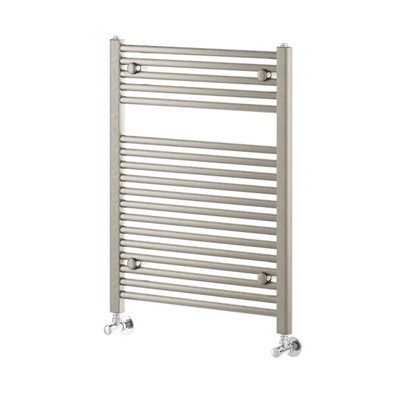 Plum&Clay Triton Brushed Nickel Heated Towel Rail (H)770mm (W)600mm