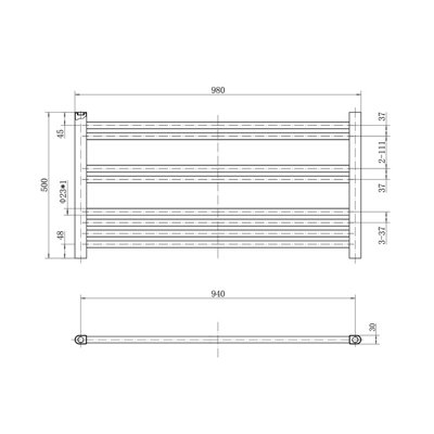 Plum&Clay Triton Chrome Heated Towel Rail (H)500mm (W)980mm