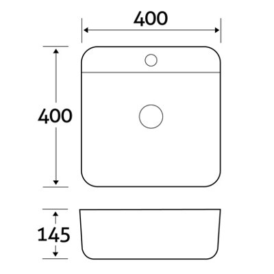Plum&Clay Triton Gloss White Ceramic Square Counter Top Basin (W)400mm