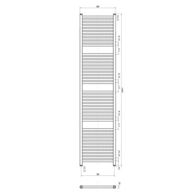 Plum&Clay Triton Gold Heated Towel Rail (H)1800mm (W)600mm