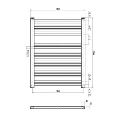 Plum&Clay Triton Gold Heated Towel Rail (H)770mm (W)600mm