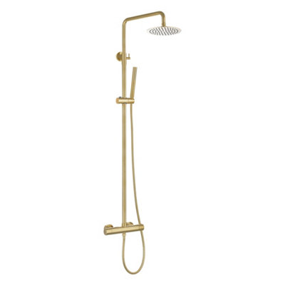 Plum&Clay Valletta Brushed Gold Thermostatic Shower Kit with Fixed Head & Handset
