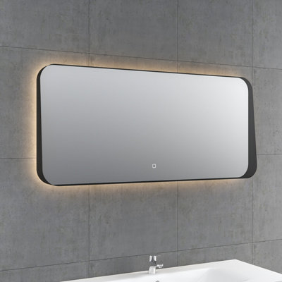 Plum&Clay Vermont LED Illuminated Black Bathroom Backlit Mirror (H)550mm (W)1200mm