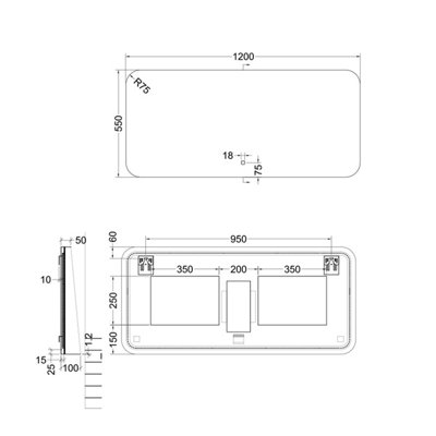 Plum&Clay Vermont LED Illuminated Black Bathroom Backlit Mirror (H)550mm (W)1200mm