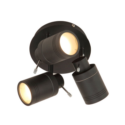 Plum&Clay Washington Black Decorative Light 3 Spotlight Ceiling Plate & Bulbs Included