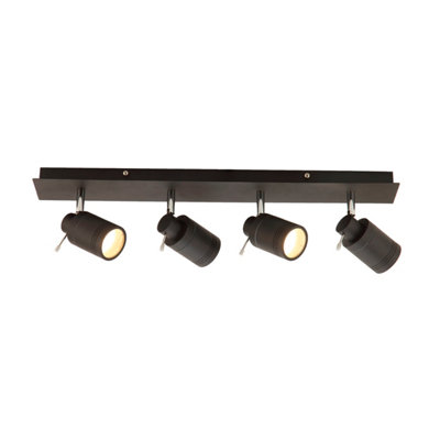 Plum&Clay Washington Black Decorative Light 4 Spotlight Ceiling Bar & Bulbs Included