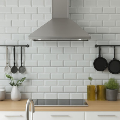 Plum&Clay White Gloss Metro Ceramic Wall Tile (L)200mm (W)100mm