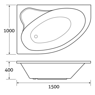 Plum&Clay Yakima Left Hand White Acrylic Single Ended Corner Bath (L)1500mm (W)1000mm