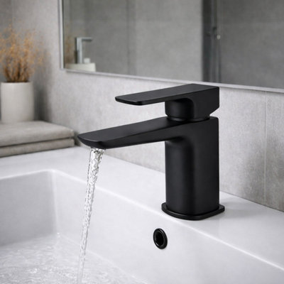 Plum&Clay Zoia Black Basin Mono Mixer Tap with Click Clack Waste