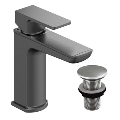 Plum&Clay Zoia Gun Grey Basin Mono Mixer Tap with Waste