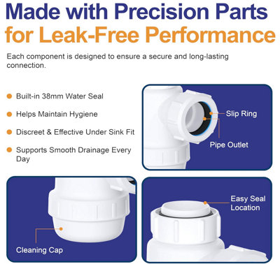 Universal Telescopic Adjustable Bottle Trap With Anti-Slip Ring - 40mm