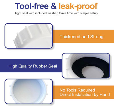 PlumbEZ Universal Appliance Blanking Cap, Easy Fit Sink Trap Blanking Cap with Washer, 32mm (1.25") White Appliance Cap