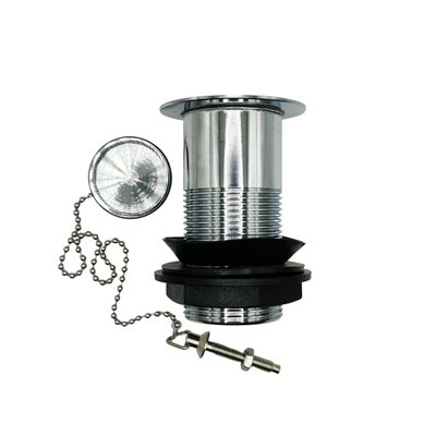 PlumbEZ Unslotted Basin Waste with Plug and Chain, Chrome, 32mm (1.25 inch)