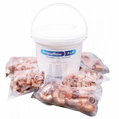 Plumbing End feed 180 Fittings Bucket 15mm & 22mm Mixed Copper Fittings
