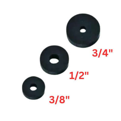 Plumbing Rubber Washers Perfect For Tap Repair Replacement Flat Tap Washers Faucet Gasket 3 Sizes 3 x 3/8" 5 x 1/2" & 5 x 3/4"