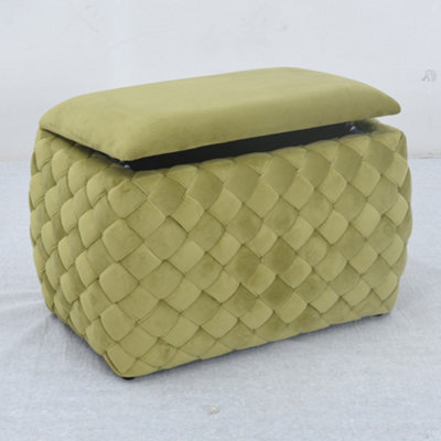 Plumeo Velvet Storage Ottoman - Green