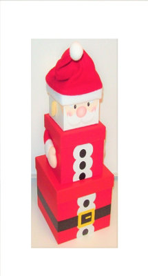Plush Christmas Gift Boxes Santa 3 Stacking Storage Boxes | DIY at B&Q